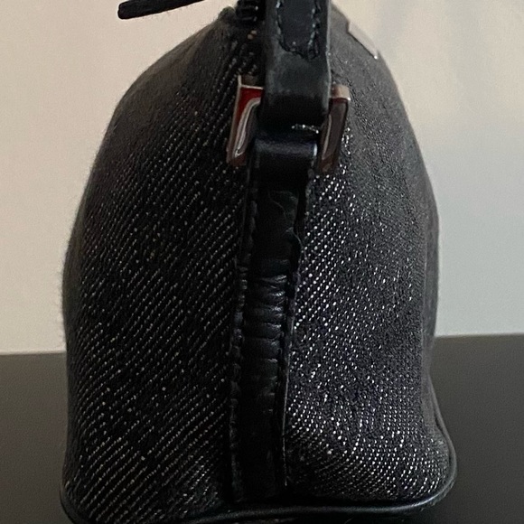 Authentic Vintage GUCCI Logos GG Pattern Canvas/Leather Boat Pochette Black - Picture 4 of 15